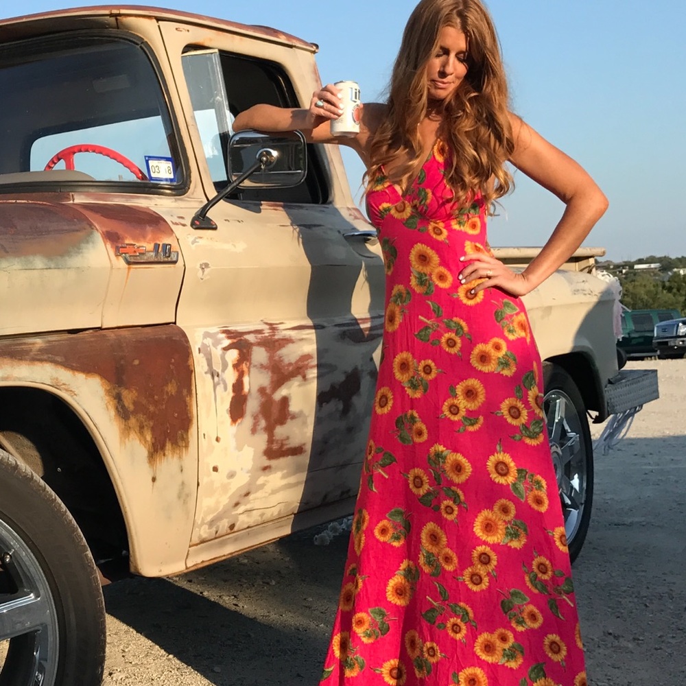 Farm Rio - Girasoles Dress - Pink Sunflowers